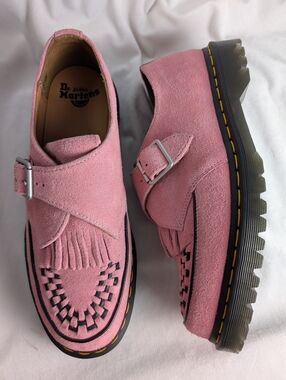 Dr. Martens Pink Ramsey Suede Kiltie Monk Strap Buckle Creepers 12L/11M Like New